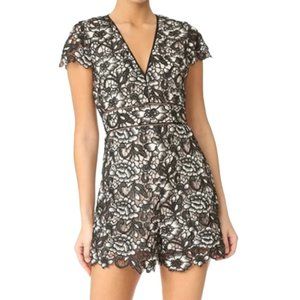 Alice + Olivia Tinsley V-Neck Lace Romper - Size 4